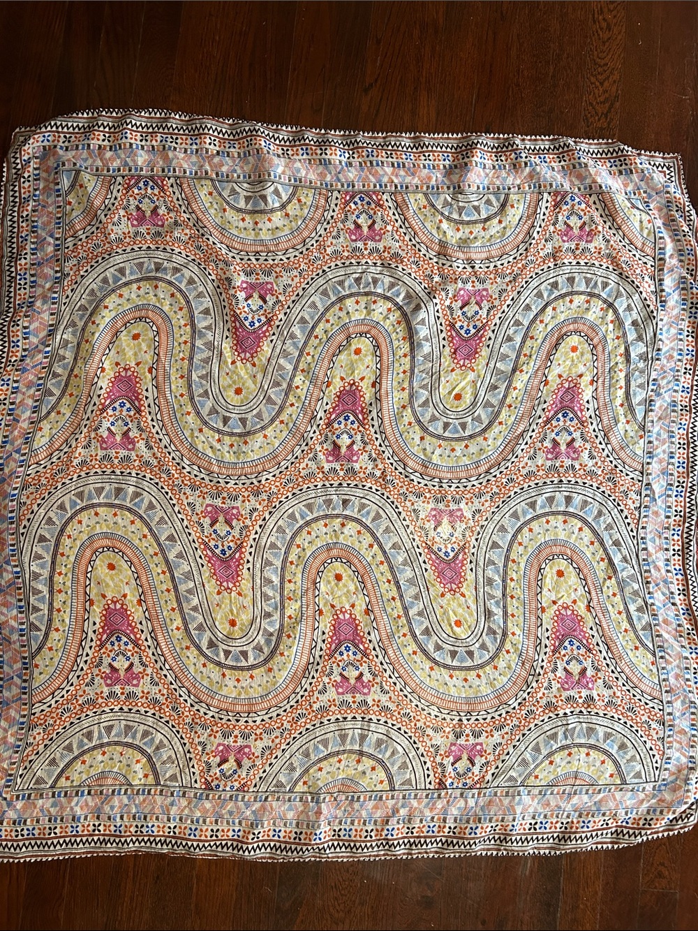 Multicolor Wave-Print Lightweight Scarf Wrap